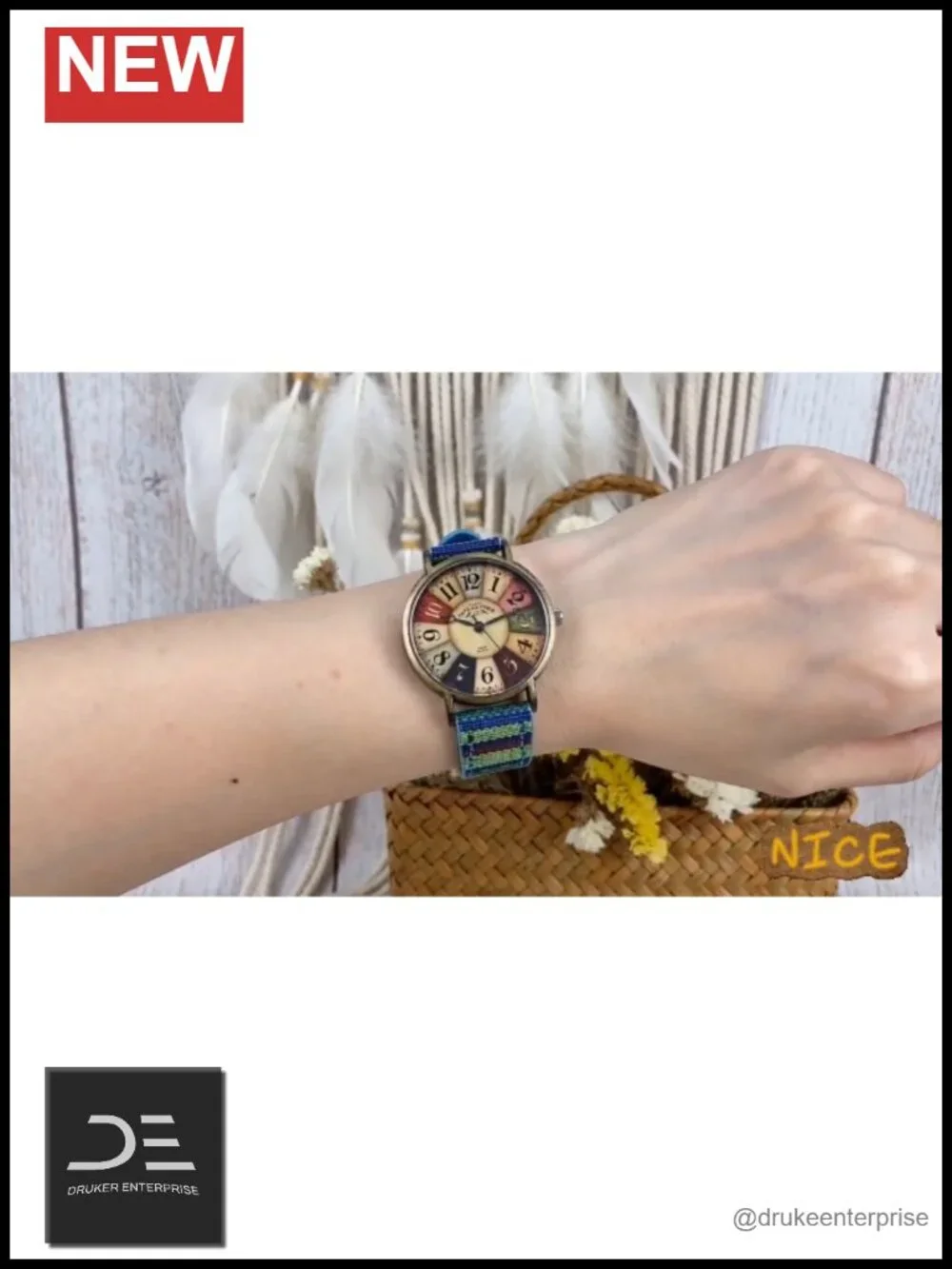 Multicolor Woven Strap Watch Fashion Rainbow Boho Hippie Casual